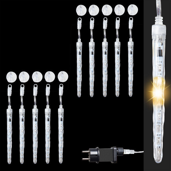Eiszapfenlichterkette, 80 LED, warmweiß