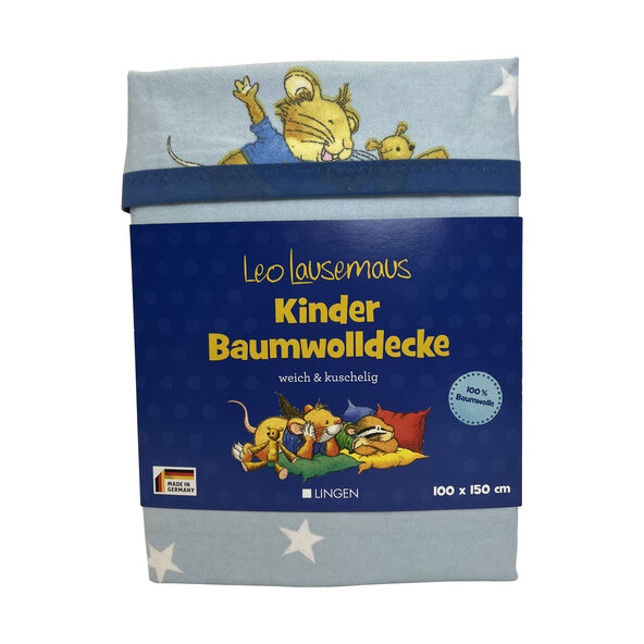Leo Lausemaus Kinder-Baumwolldecke, 100 x 150 cm