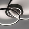 Schwarze, runde LED-Deckenleuchte ASMINA mit mittig platziertem, kleinerem, eingelassenem Leuchtelement. Das Gehäuse ist schmal und flach.
