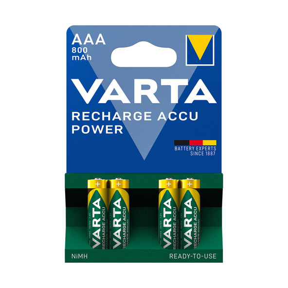 Akku-Batterien Power Micro AAA 800 mAh 8 Stück, inkl. USB-Ladegerät Quattro