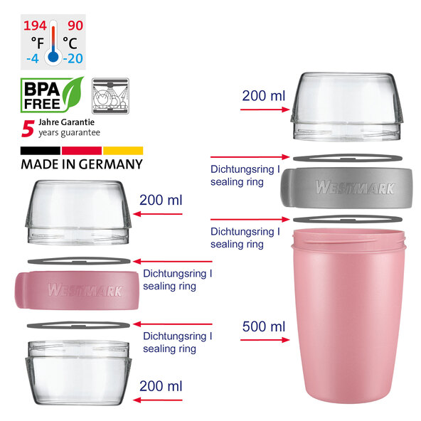 Müslibecher-/ Pocketbox-Set, rosa