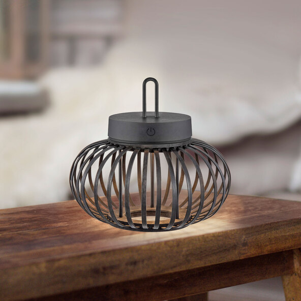 LED-Akku-Tisch- und Bodenleuchte Korga, schwarz, ⌀ 25 cm