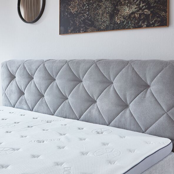 Boxspringbett Premium mit Bettkasten, 180 x 200 cm, hellgrau