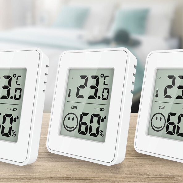 Thermo-Hygrometer, 3er Set, weiß