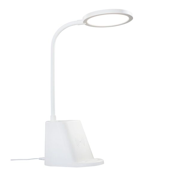 LED-Tischleuchte mit Wireless-Ladefunktion flach, weiß