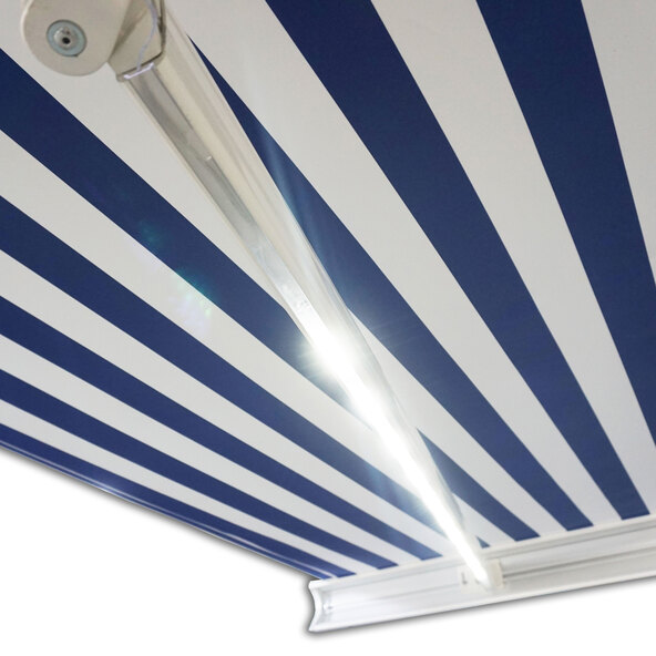 LED-Vollkassettenmarkise ELOS V2 inkl. Windsensor marineblau-weiß, 400 x 300 cm