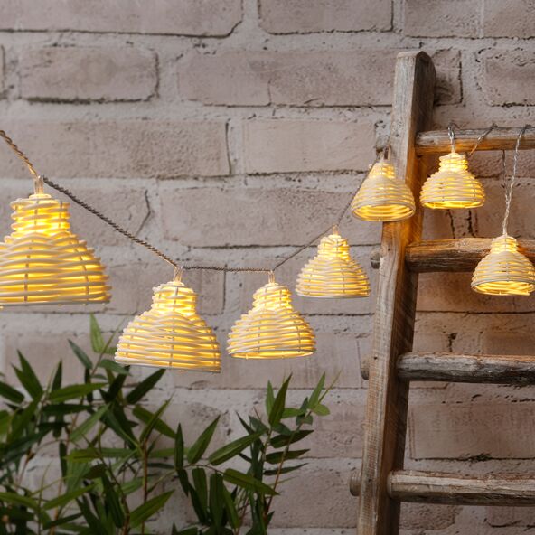 Lichterkette Rattan, Schirm