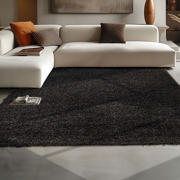 Hochflor Teppich, 80x150 cm, anthrazit