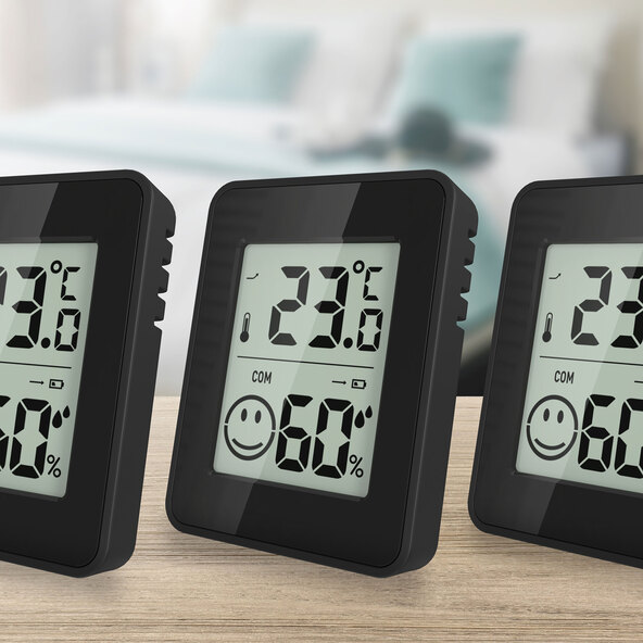 Thermo-Hygrometer, 3er Set, schwarz