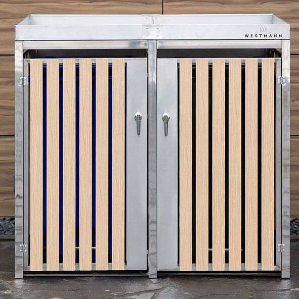 Bepflanzbare Mülltonnenbox Edelstahl, 2 x 240 l