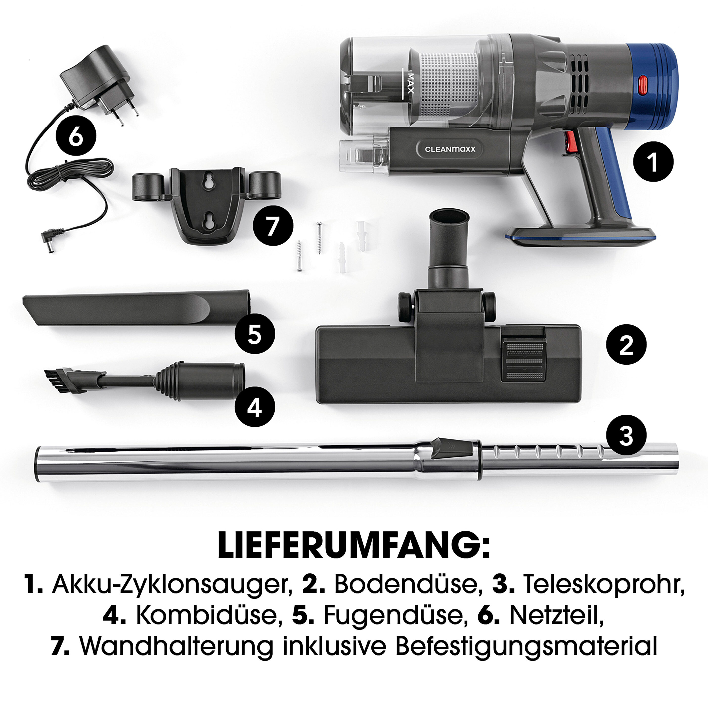 Handstaubsauger Akku Zyklon Shaz 22.2 D5 CLEANMAXX Akku-Zyklon-Staubsauger, 22,2 V | ALDI ONLINESHOP