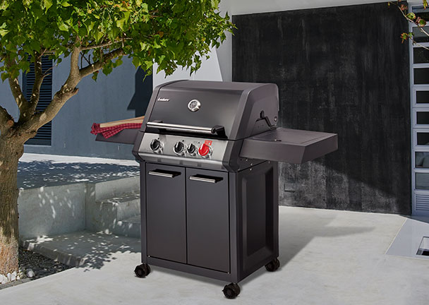 Gasgrill Monroe Black ProX 3 KR Turbo, inkl. Wetterschutzhülle