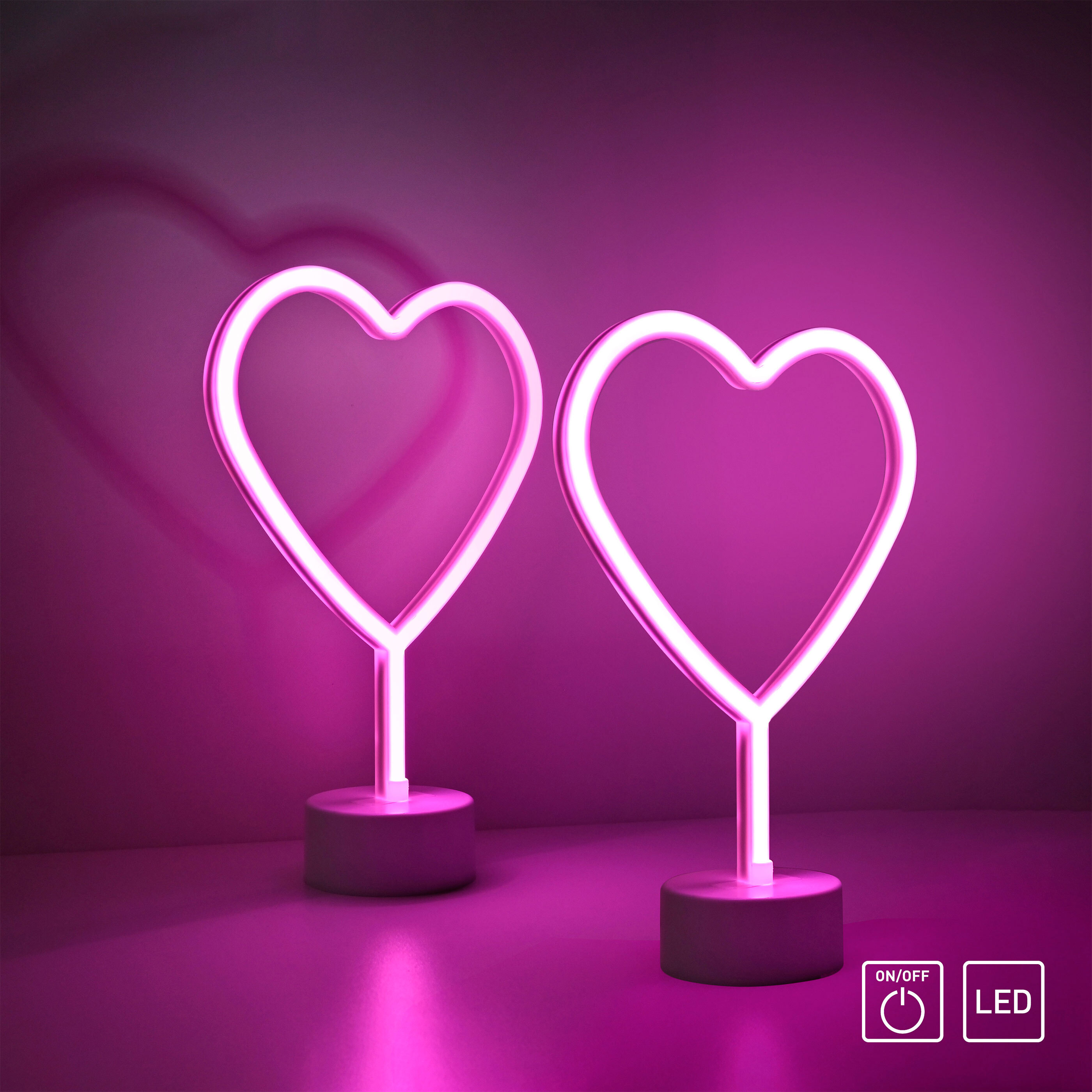 JUST LIGHT LEDNeonTischleuchte Herz, 2er Set ALDI