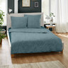 Bettwäsche Jacquard-Feinbiber 200/220 + 2x80/80 cm, Raute petrol