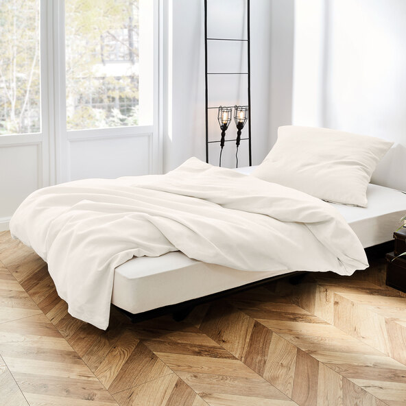 Leinen-Melange Bettwäsche, 155 x 220 cm, weiß