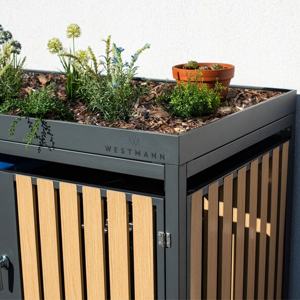 Bepflanzbare Mülltonnenbox Stahl, anthrazit, 2 x 240 l