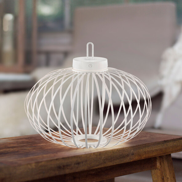 LED-Akku-Tisch- und Bodenleuchte Korga, weiß, ⌀ 46 cm