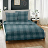 Bettwäsche Jacquard-Feinbiber 200/220 + 2x80/80 cm, Karo petrol