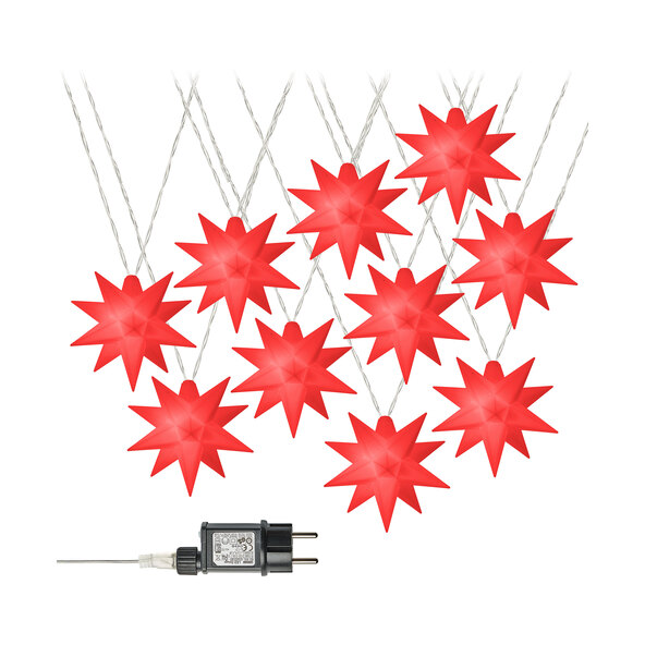10er LED-Sternenlichterkette, rot 