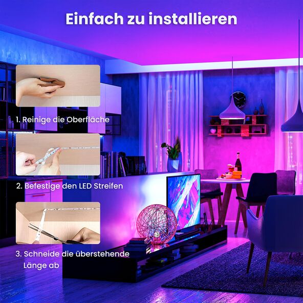 LED-Strip mit Musiksensor, 5 m, 2er Set