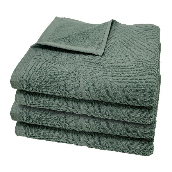 Frottierserie Botanical Handtuch, 4er Set, dunkelgrün