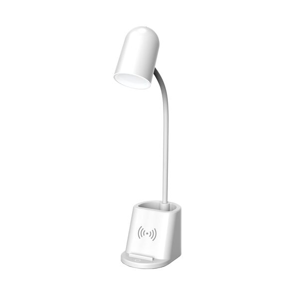 LED-Tischleuchte mit Wireless-Ladefunktion rund, weiß