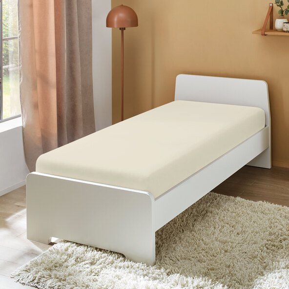 Jersey Spannbetttuch 90-100 x 200 cm, creme