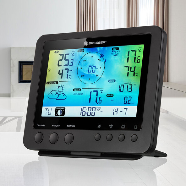 5-in-1 WLAN-Farb-Wettercenter, horizontal