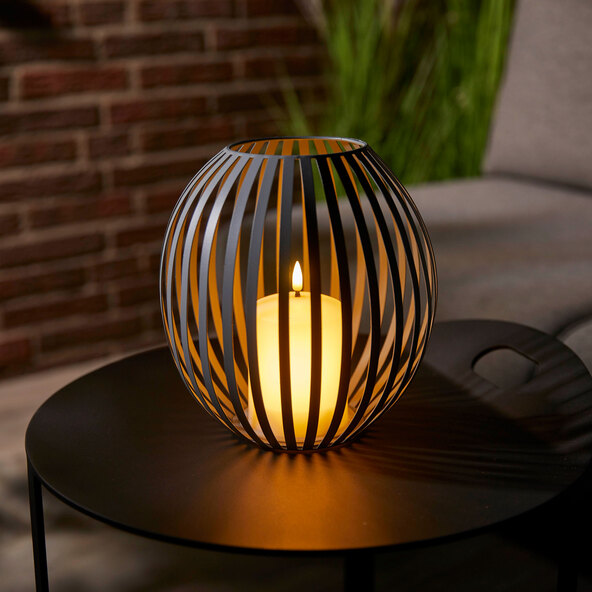 LED-Kerzenlaterne, grau