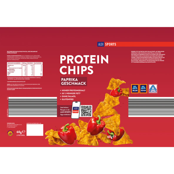 Protein Chips Sour Cream + Paprika, 12er Set (12 x 60 g = 720 g)