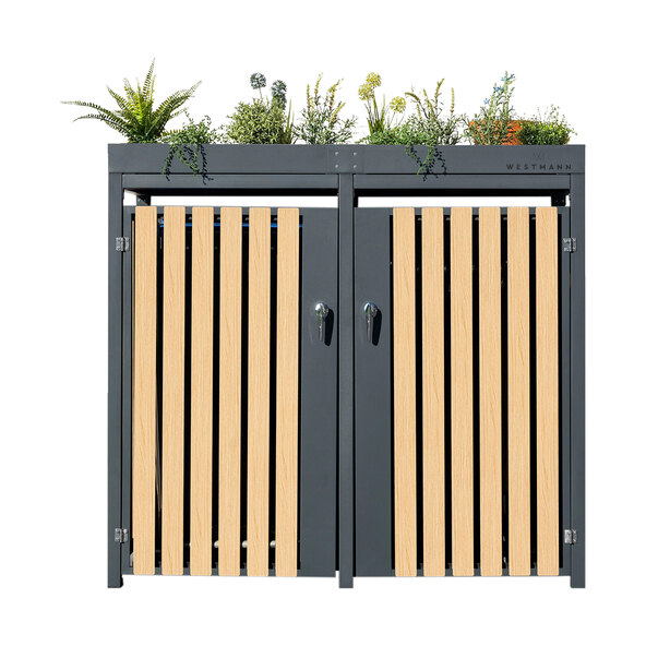 Bepflanzbare Mülltonnenbox Stahl, anthrazit, 2 x 240 l