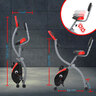 Heimtrainer F-Bike Curved in gebogener Form, freistehend auf weißem Grund, zeigt Sattel, Lenker und Display, für Indoor-Fitness.