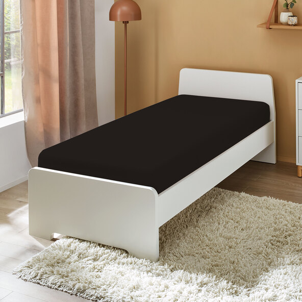 Jersey Spannbetttuch, 90-100 x 200 cm, schwarz