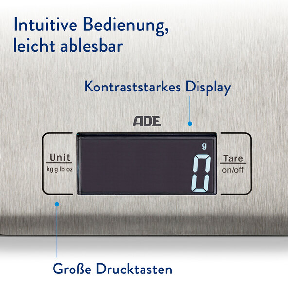 ADE Küchenwaage Ronda, digital, silbergrau ALDI
