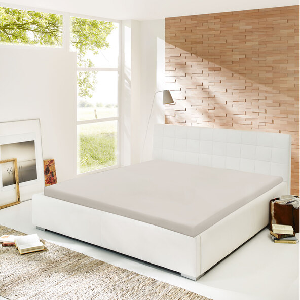 Leinen-Jersey Spannbetttuch, 180 x 200 cm, beige