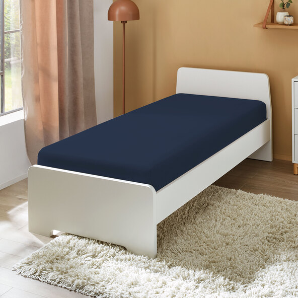Jersey Spannbetttuch, 90-100 x 200 cm, marine