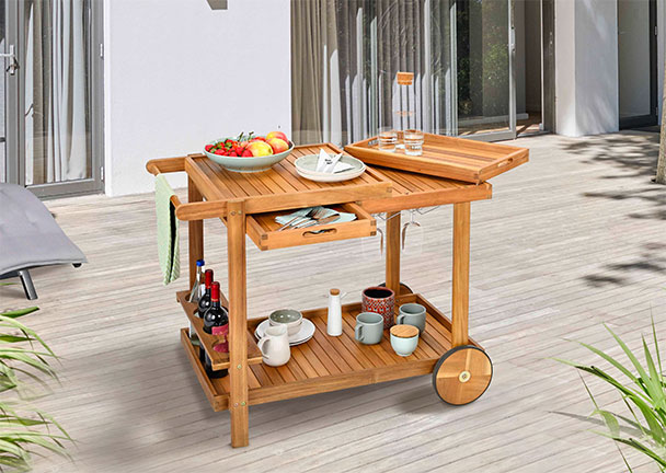 Outdoor Grill Trolley, Servierwagen mit 2 Tabletts Outdoor Grill Trolley, Servierwagen mit 2 Tabletts
