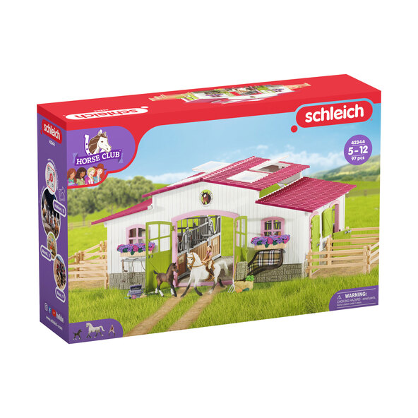 Horse Club Reiterhof mit Reiterin und Pferden