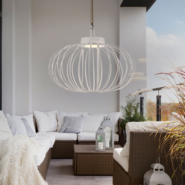 LED-Akku-Tisch- und Bodenleuchte Korga, weiß, ⌀ 46 cm
