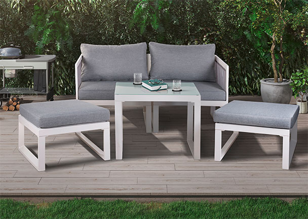 Modulares Bistro-Set aus Aluminium, 5-tlg. Modulares Bistro-Set aus Aluminium, 5-tlg.