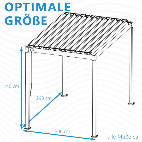 Pavillon mit Lamellendach, anthrazit, 3 x 2 m