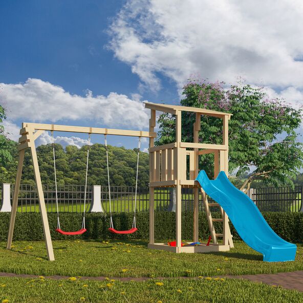 Spielturm Anna mit Rutsche und Doppelschaukel