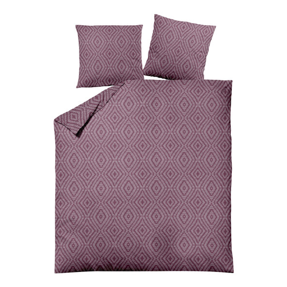 Bettwäsche Jacquard-Feinbiber 200/220 + 2x80/80 cm, Raute bordeaux
