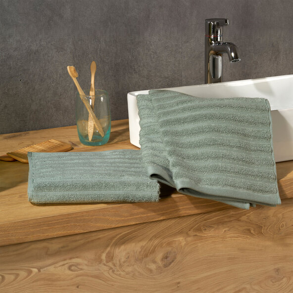 Handtuch Hoch/Tief, 2 x 2er Set, grün