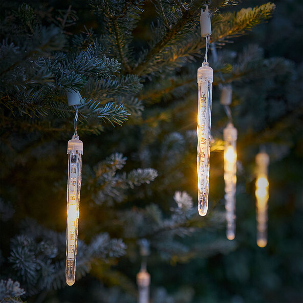 Eiszapfenlichterkette, 80 LED, warmweiß