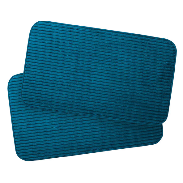 Badteppich Berlin in Cord Optik, 2er Set, 50 x 70 cm, petrol
