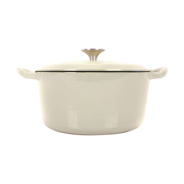 Gusseisener Koch- & Schmortopf mit Deckel, creme