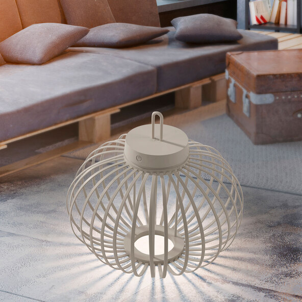 LED-Akku-Tisch- und Bodenleuchte Korga, greige, ⌀ 36 cm
