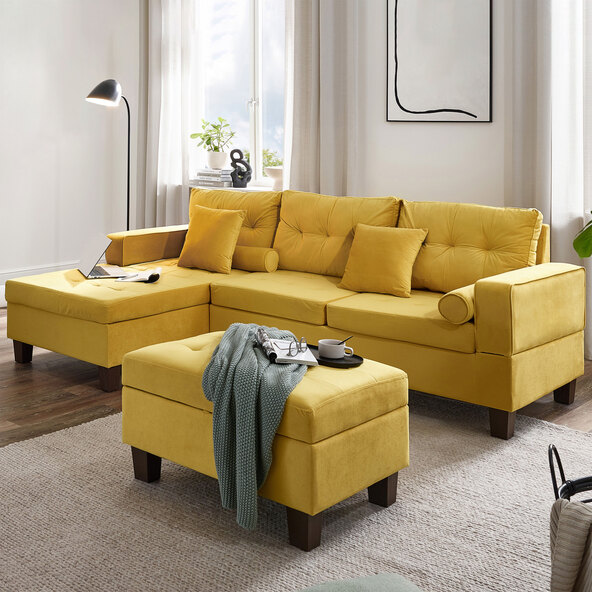 Sofa ROM, Samt Gelb