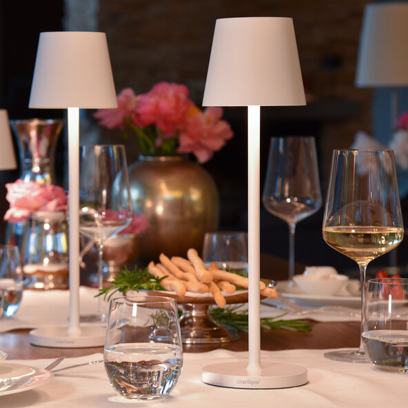 LED-Akku-Tischlampe Dinner Light classic, weiß